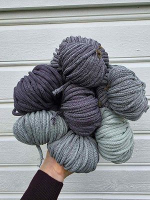 Ombre hekletråd 5 mm farge sett Lys mynt grønn/grå (63-15)