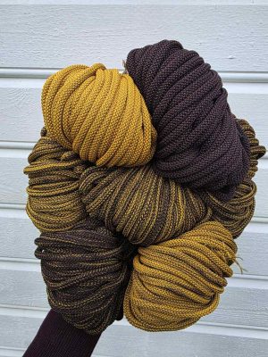 Ombre hekletråd 5 mm farge sett Mørk sjokolade brun/ sennep (9-46)