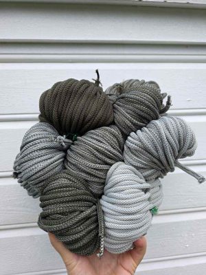 Ombre hekletråd 5 mm farge sett Lysegrå med grønntone skogsgrønn (2-41)