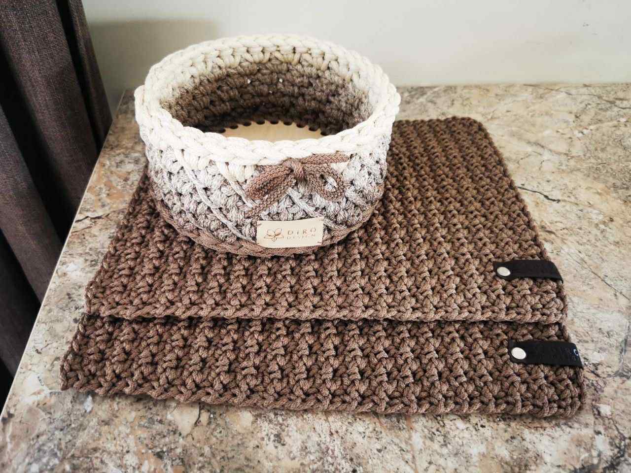 Ombre hekletråd 5 mm farge sett Offwhite/ muskat (3-37) - Bilde 4