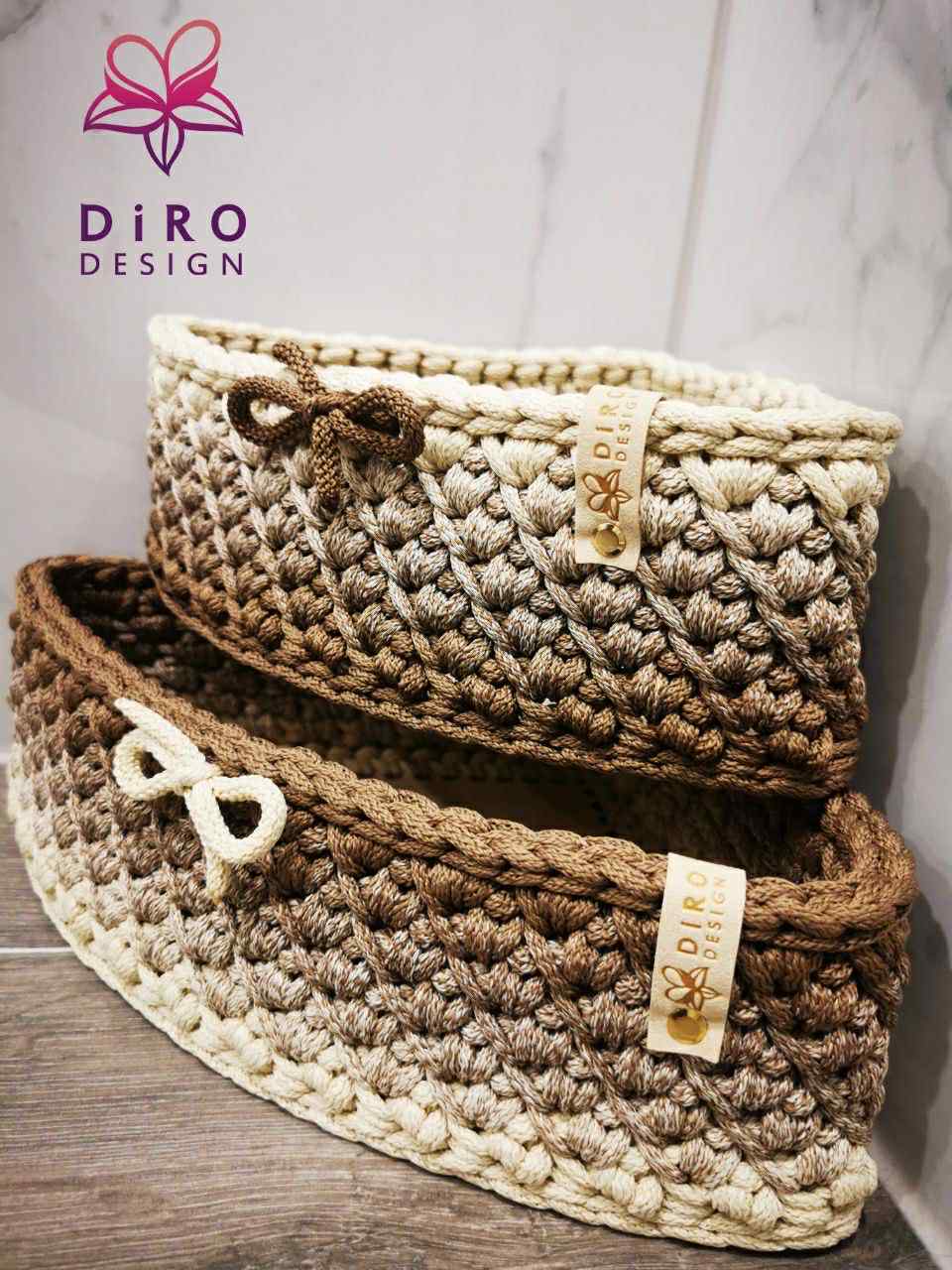 Ombre hekletråd 5 mm farge sett Offwhite/ muskat (3-37) - Bilde 6