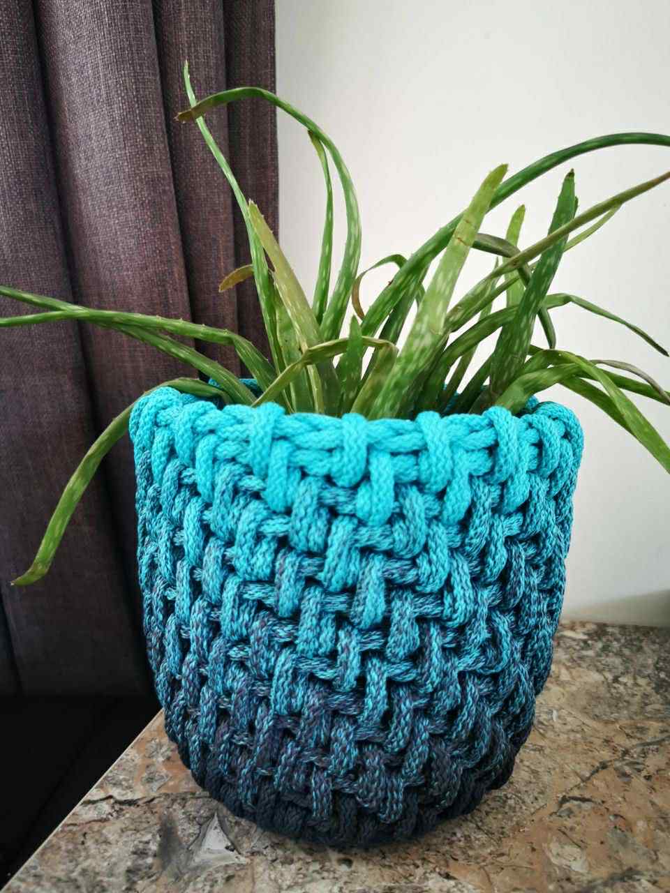 Ombre hekletråd 5 mm farge sett Turkis/grå (51-15) - Bilde 3