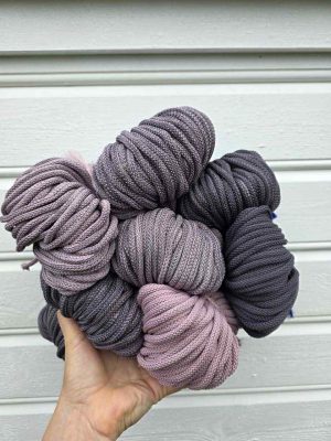 Ombre hekletråd 5 mm farge sett Askrosa/grå (59-15)