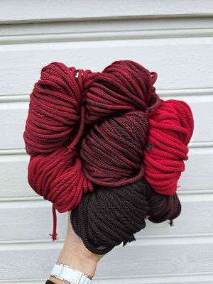 Ombre hekletråd 5 mm farge sett Rød/mørkbrun (26-9)