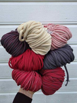 Ombre hekletråd 5 mm farge sett Offwhite/rød/grå (3/26/16)