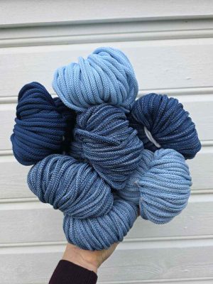 Ombre hekletråd 5 mm farge sett Lysblå/berlinerblå (20-22)