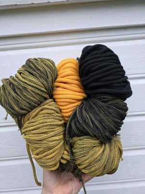 Ombre hekletråd 5 mm farge sett Gul/svart (10-18)