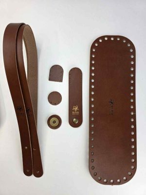 Italiensk lær sett.  Lys brun/whisky