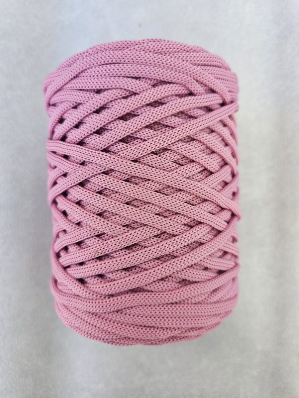Flat hekletråd 5mm godteri rosa