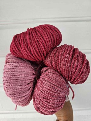 Ombre hekletråd 3 mm (farge sett 25-27)