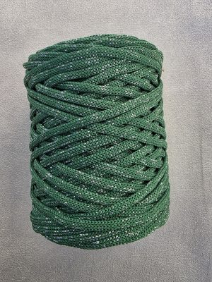 5 mm Flat glitter hekletråd Gucci grøn/sølv