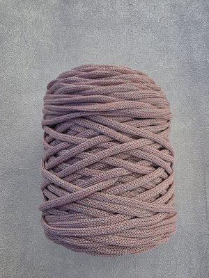 5 mm Flat glitter hekletråd gammelrosa/sølv