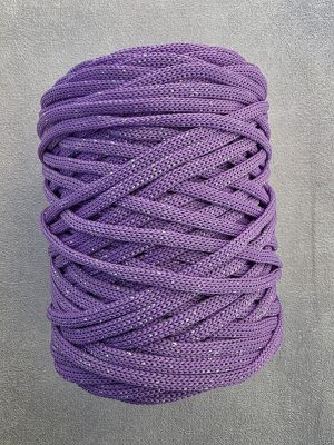 5 mm Flat glitter hekletråd lavendel/sølv