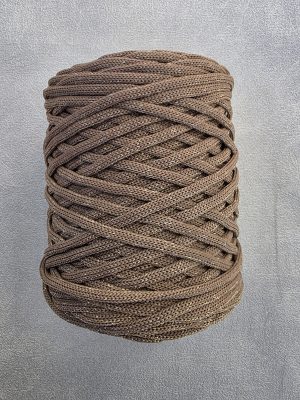 5 mm Flat glitter hekletråd mokka/gull