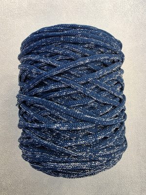 5 mm Flat glitter hekletråd petrol/sølv