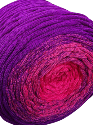 Flat Ombre hekletråd 5mm ultralilla/fuksia