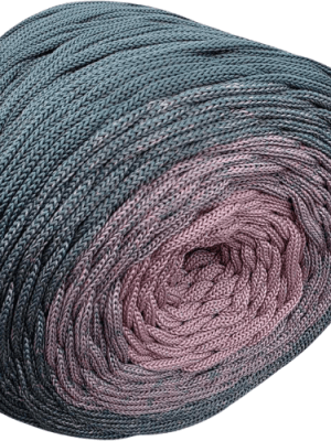 Flat Ombre hekletråd 5mm gammel rosa/sage grønn
