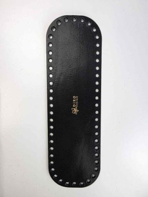 Eksklusiv italiensk lær bunn 10x32cm .Svart/blank med gull trykk