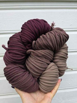 Ombre hekletråd 5 mm farge sett Mokka/burgunder