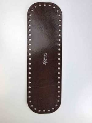 Eksklusiv italiensk lær bunn 10x32cm .Mørk brun med sølv trykk.