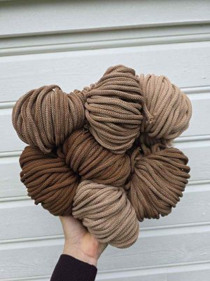 Ombre hekletråd 5 mm farge sett Latte/brun (4-66)