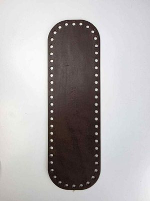 Eksklusiv italiensk lær bunn 10x32cm .Mørk brun med trykk.