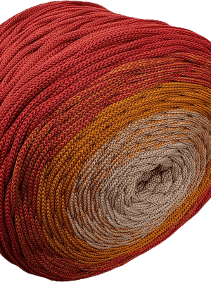 Flat Ombre hekletråd 5mm Buiskukuit, kanel, rødstein
